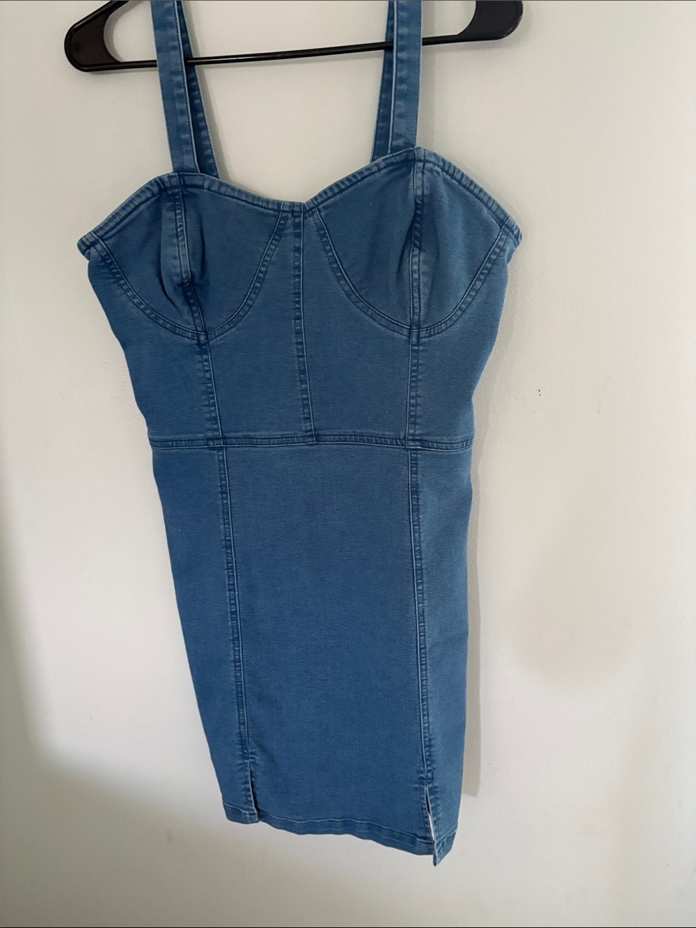 Blue Denim Bodycon Dress with Bustier Straps